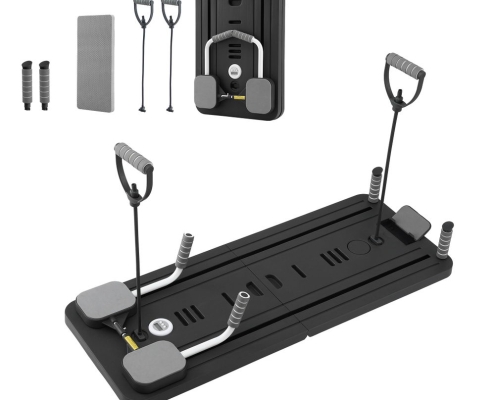 Everfit Pilates Board Foldable Reformer Multi Functional Exercise Trainer Black
