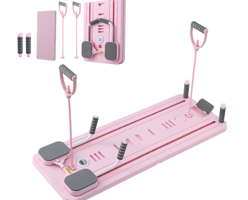 Everfit Pilates Board Foldable Reformer Multi Functional Exercise Trainer Pink