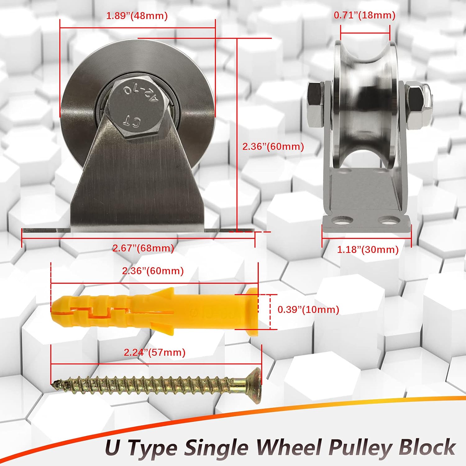 Groove Wheel Pulley Stainless Steel Pulley Block Super Silent Single Pulley Block for DIY Gym Equipment