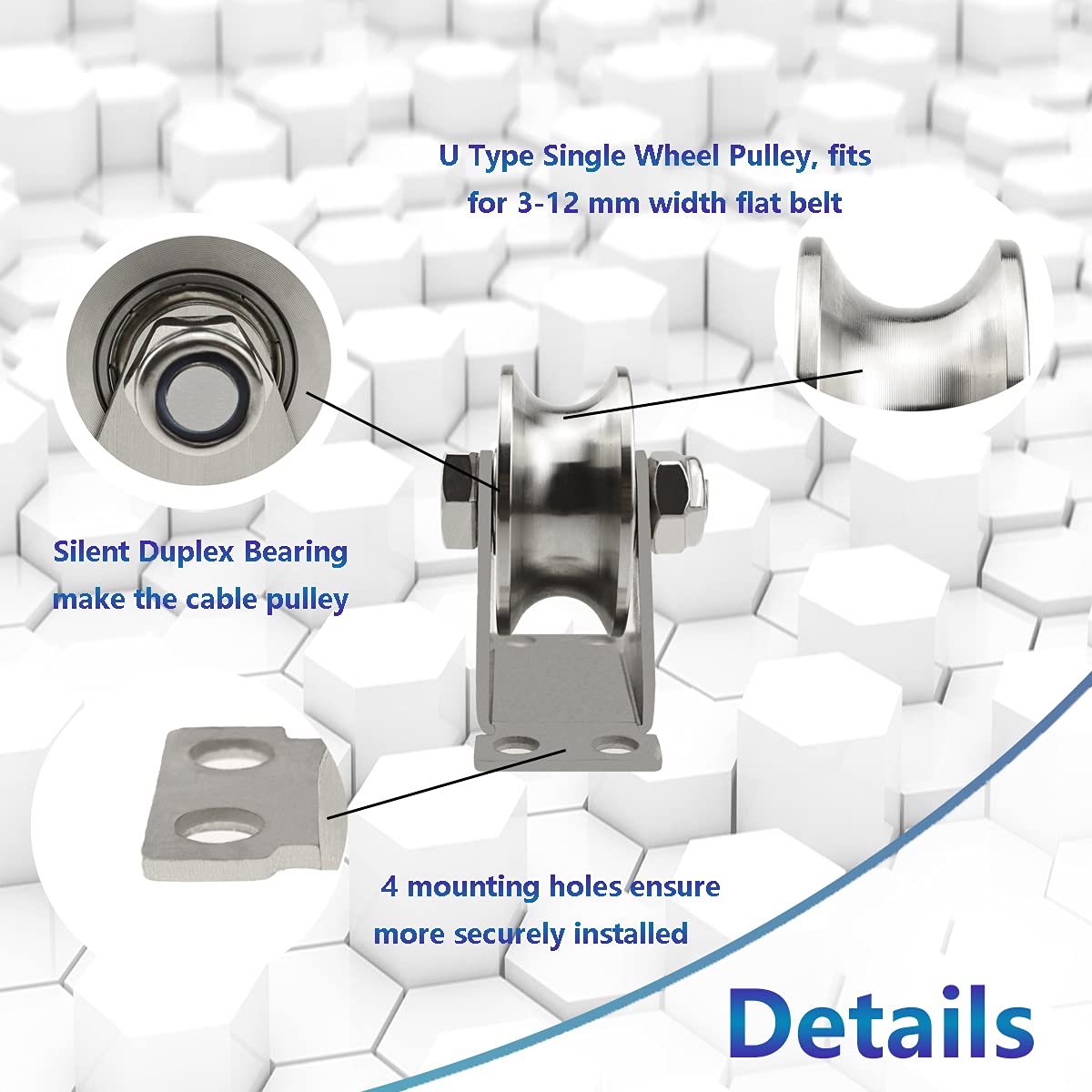 Groove Wheel Pulley Stainless Steel Pulley Block Super Silent Single Pulley Block for DIY Gym Equipment