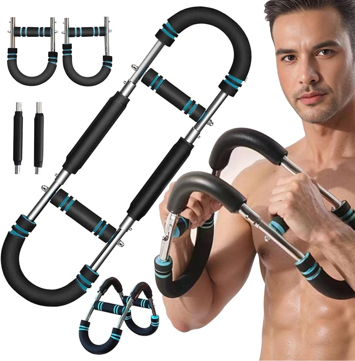 Arm Trainer - U-Shaped Twister - Adjustable Chest Enlarger with 3 Resistance Levels - Detachable Fitness Chest Enlarger - Portable Arm