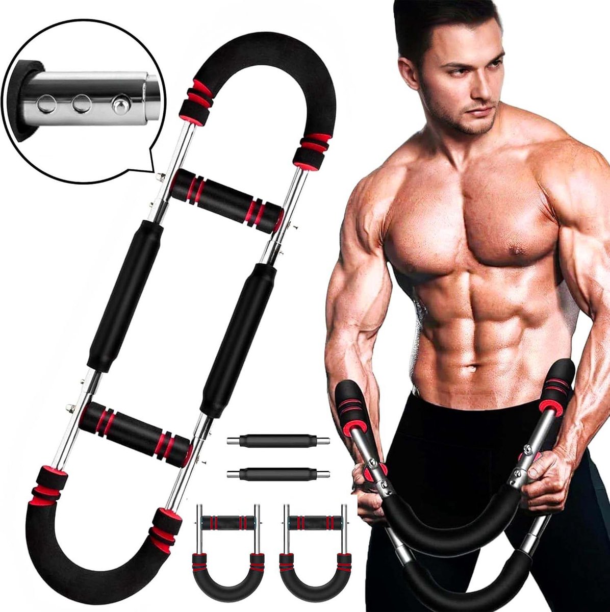 Arm Trainer - U-Shaped Twister - Adjustable Chest Enlarger with 3 Resistance Levels - Detachable Fitness Chest Enlarger - Portable Arm