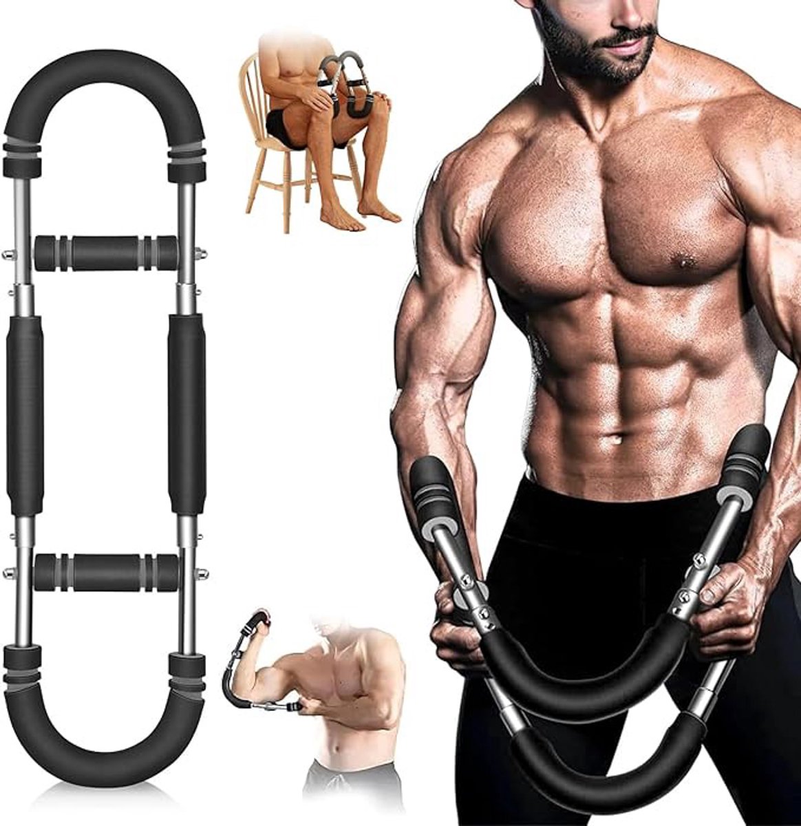 Arm Trainer - U-Shaped Twister - Adjustable Chest Enlarger with 3 Resistance Levels - Detachable Fitness Chest Enlarger - Portable Arm