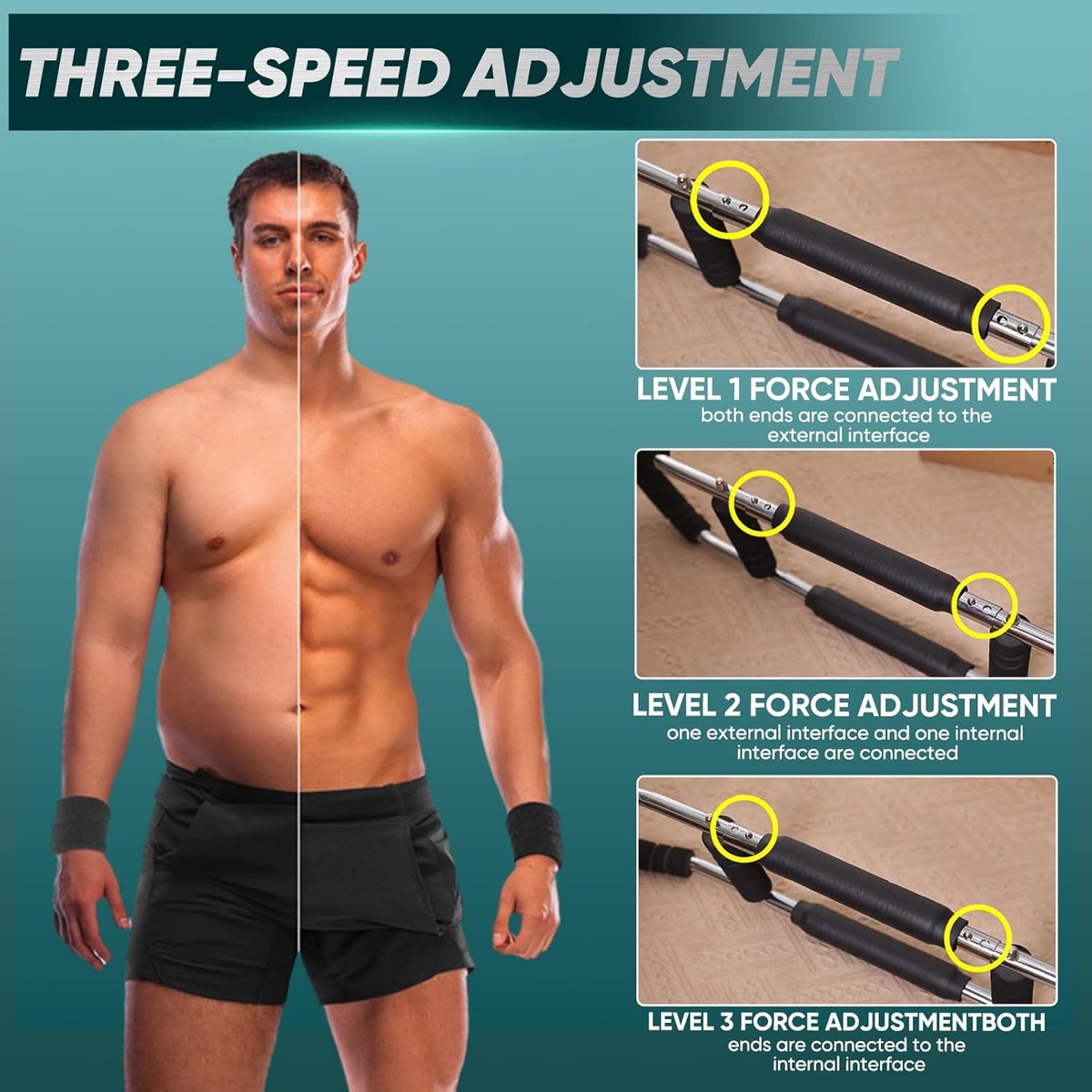 Arm Trainer - U-Shaped Twister - Adjustable Chest Enlarger with 3 Resistance Levels - Detachable Fitness Chest Enlarger - Portable Arm