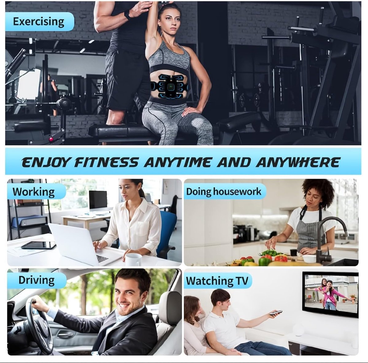 Abdominal Trainers - Abdominal Muscles - Rechargeable - Slimming Belt - Electrical ABS Stimulator - Professional Arm and Leg Belt - Training Equipment for Home