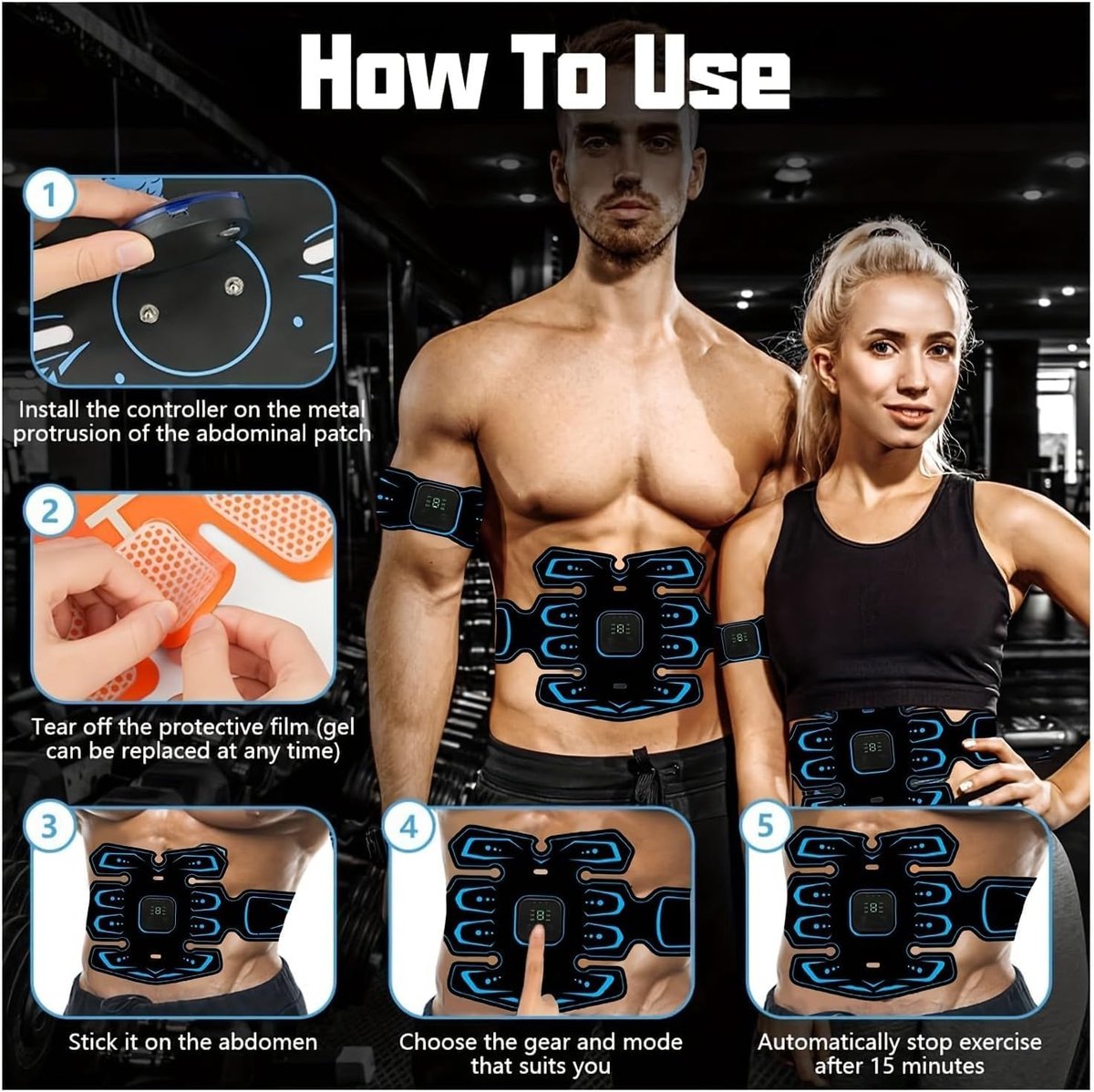 Abdominal Trainers - Abdominal Muscles - Rechargeable - Slimming Belt - Electrical ABS Stimulator - Professional Arm and Leg Belt - Training Equipment for Home