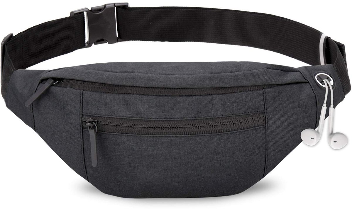 Fanny pack - Sports fanny pack - Running belt - Large fanny pack - Men%27s and women%27s - Fanny pack - Pouch - LIGHTWEIGHT RUNNING - For travel/on the go - Dark gray