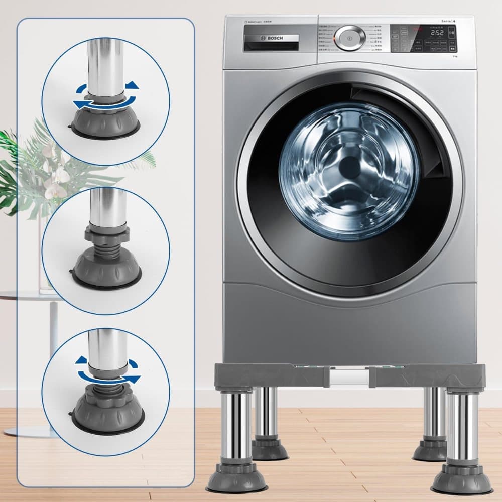Non-slip washing machine base with vibration-damping legs