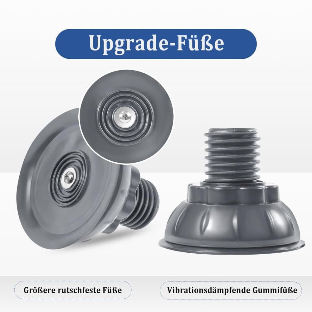 Washing machine base with vibration damping legs