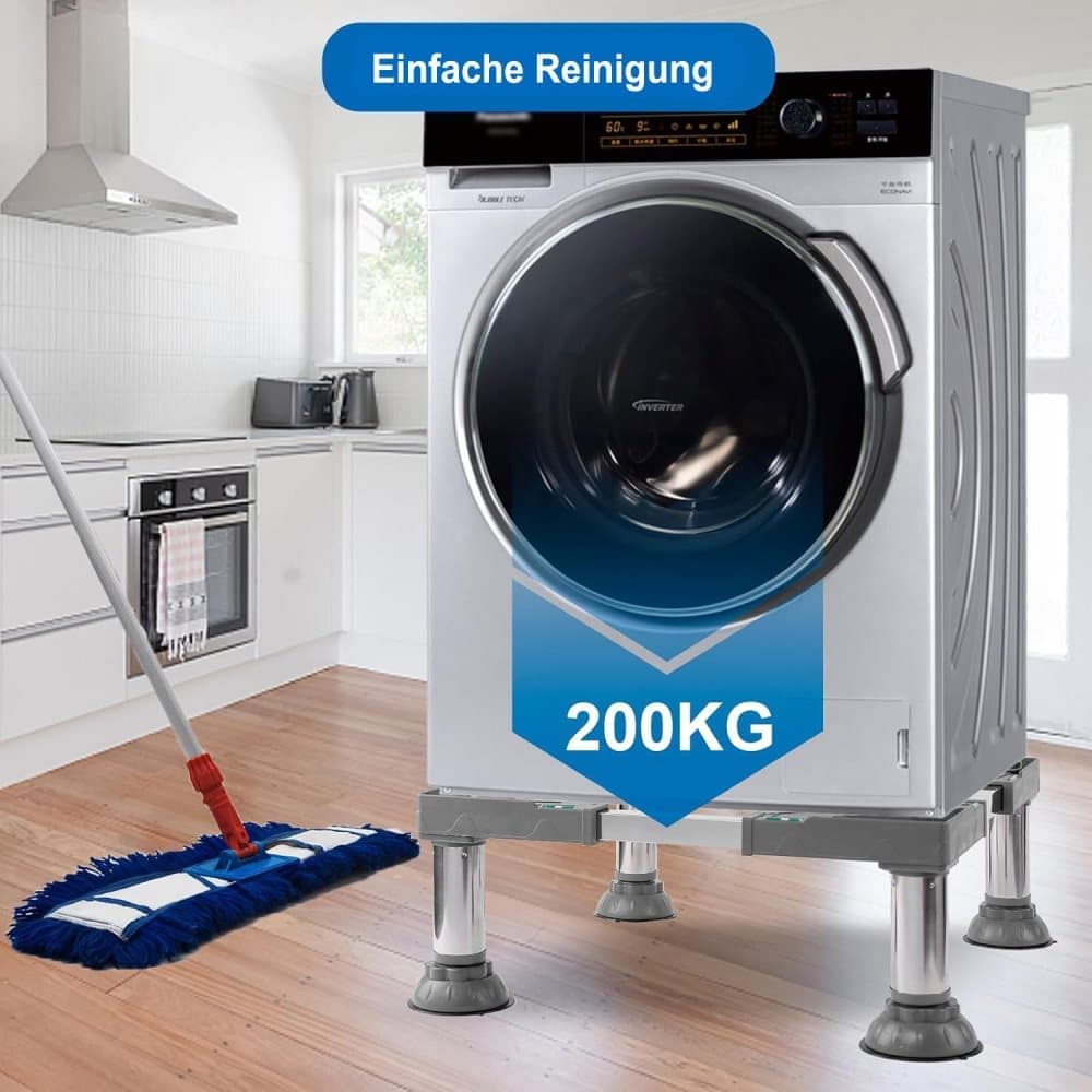 Washing machine base with vibration-damping legs