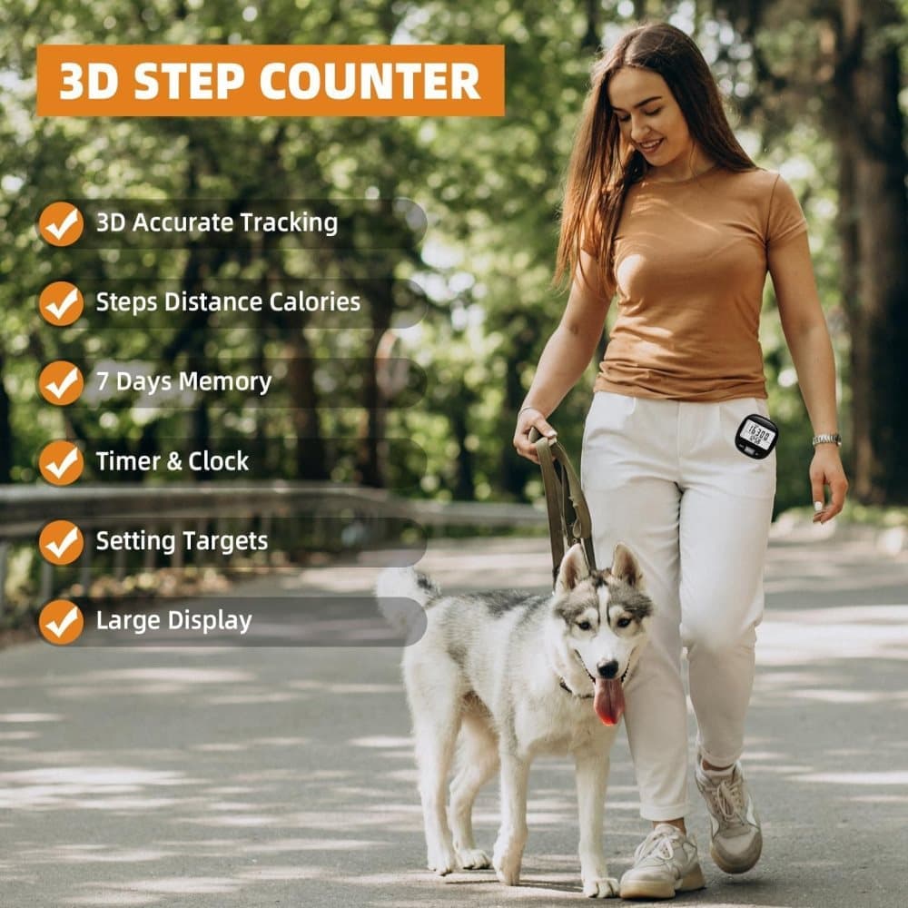 3D Pedometer with Large Screen for Steps Distance and Calories