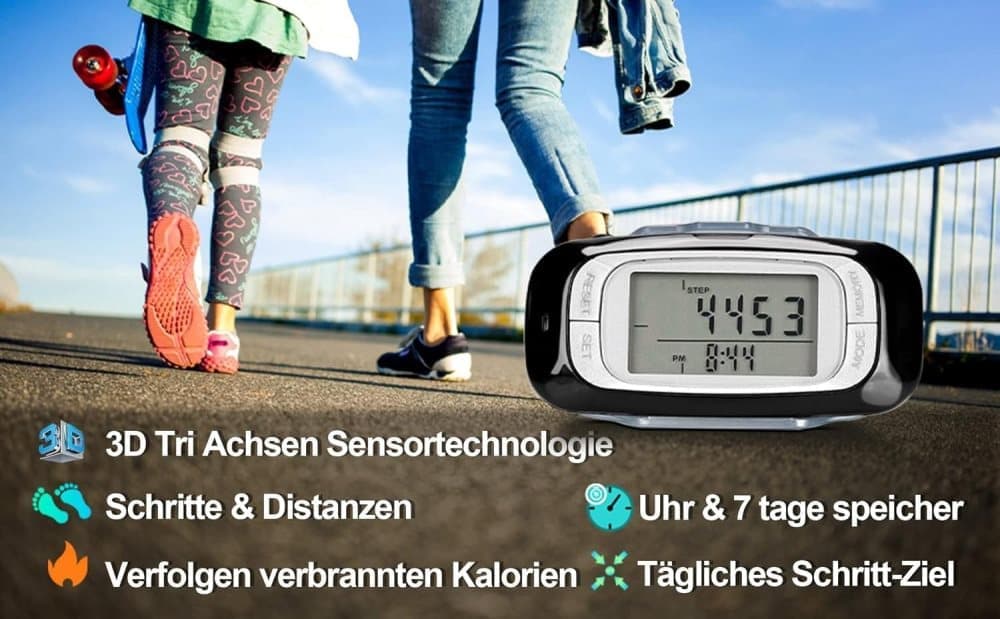 3D Pedometer with Large Easy-to-Read Display