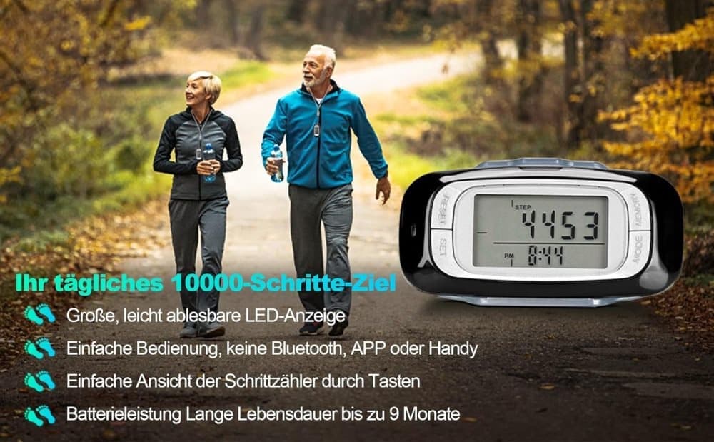 3D Pedometer with Large Easy-to-Read Display