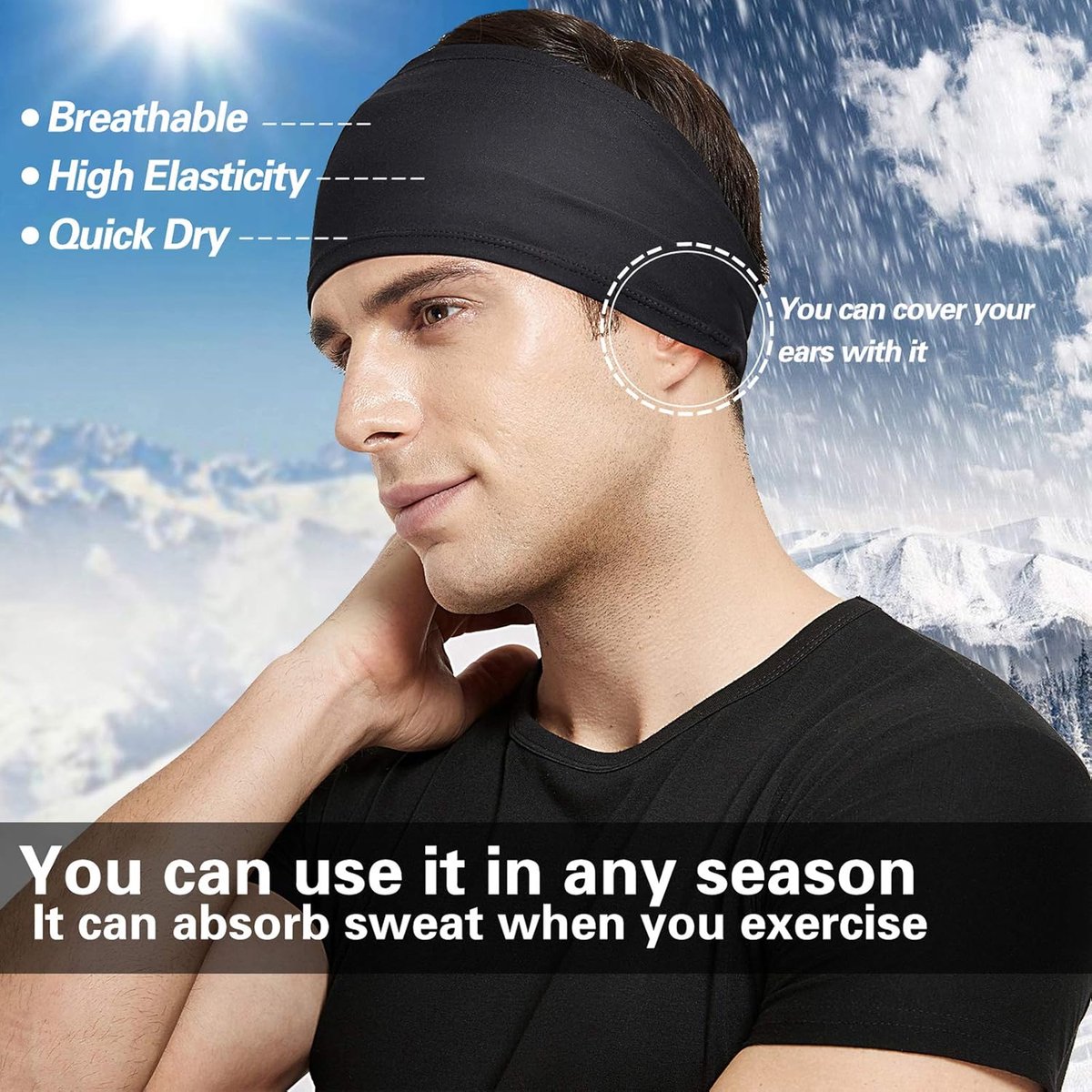 Men%27s Headbands - 5-pack - Sweat-wicking headbands for men - Suitable for running