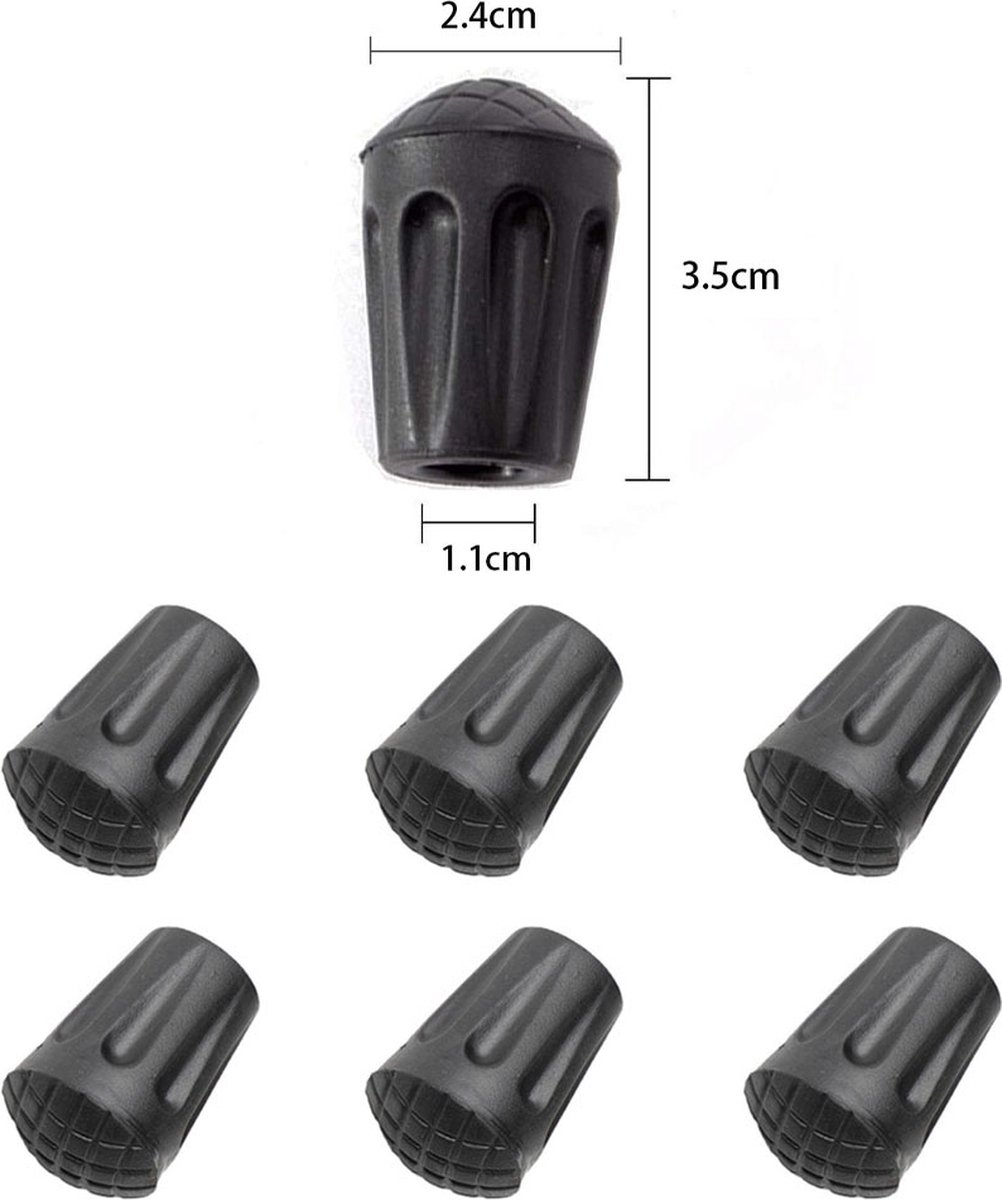 Nordic Walking Tips - 6 Pieces - Walking Stick Tips - Crutch Tips - Nordic Walking Pads - Nordic Walking Cane Tips - Round Nordic Footings - Trekking Pole Tips - Replacement Tips - End Stop - Walking Stick Base - Easy to Install - Black