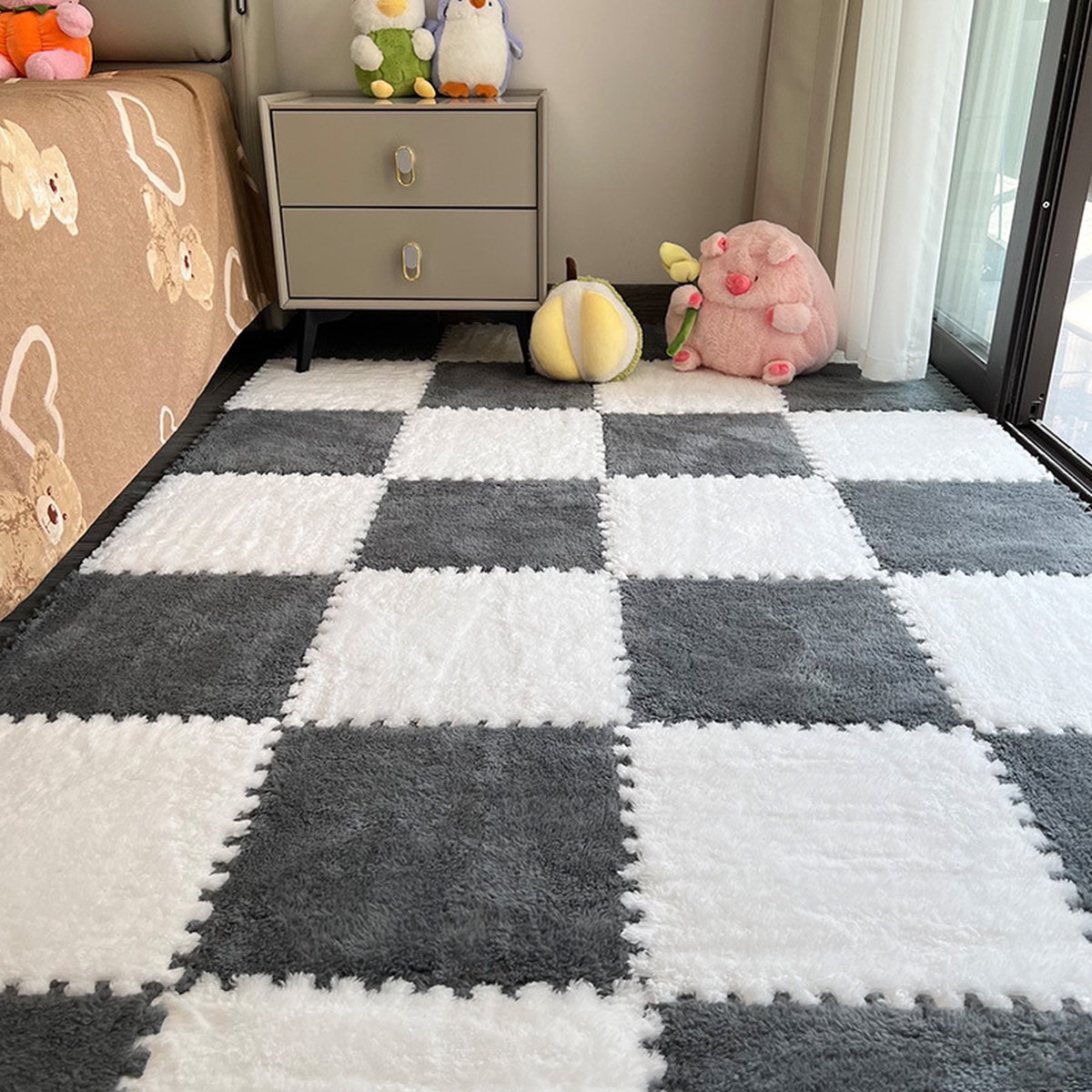 Puzzle Mat - 30x30x0.6cm - 10 Pieces - Puzzle Mats - EVA Foam Mat - Tile Floor Protector - Play Mat - Baby Play Mat - Yoga Mat - Home Workout - Foam Squares Floor Mat for Room Floor - Pink White
