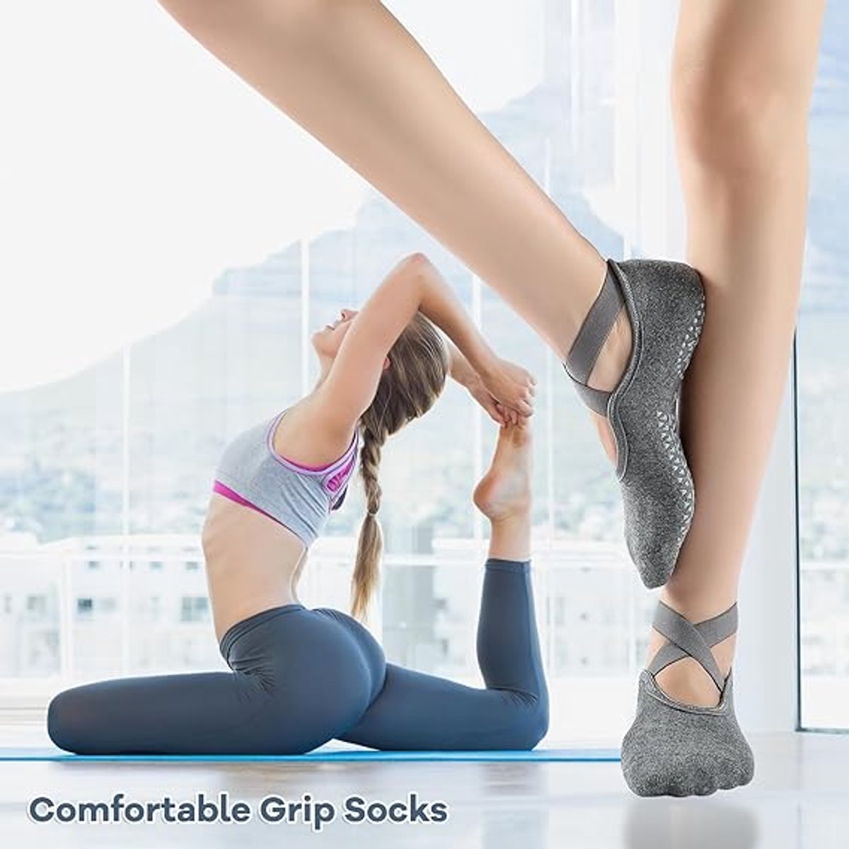 3 pairs of yoga socks - Pilates socks - non-slip socks - sports socks - ballet socks - for yoga pole Pilates dance - black