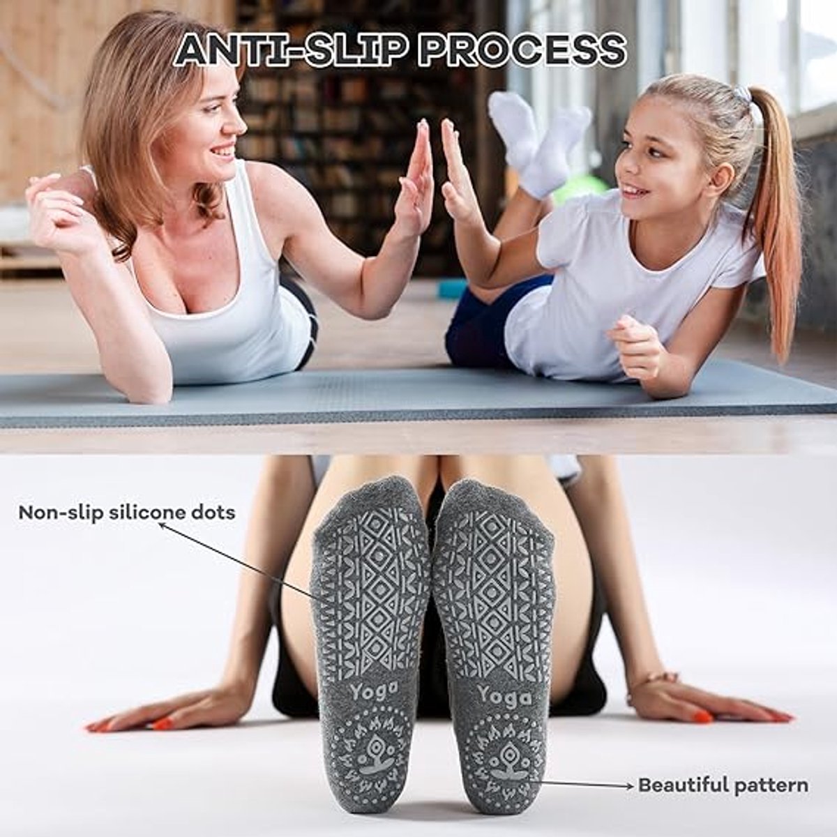 3 pairs of yoga socks - Pilates socks - non-slip socks - sports socks - ballet socks - for yoga pole Pilates dance - black