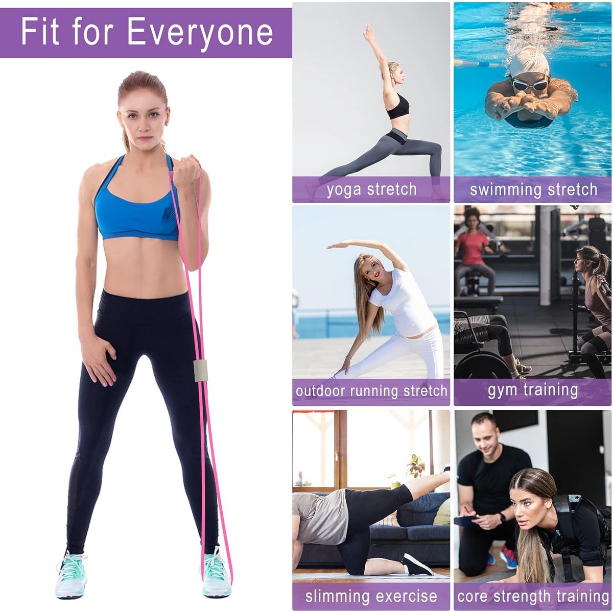 Fitness Elastic Bands - 2 Pieces - Figure 8 Resistance Bands - Resistance Power Band Tube - Fitness Bands - Yoga Resistance Band - Stretch Fitness Band - Resistance Cable - Pull Rope - Chest