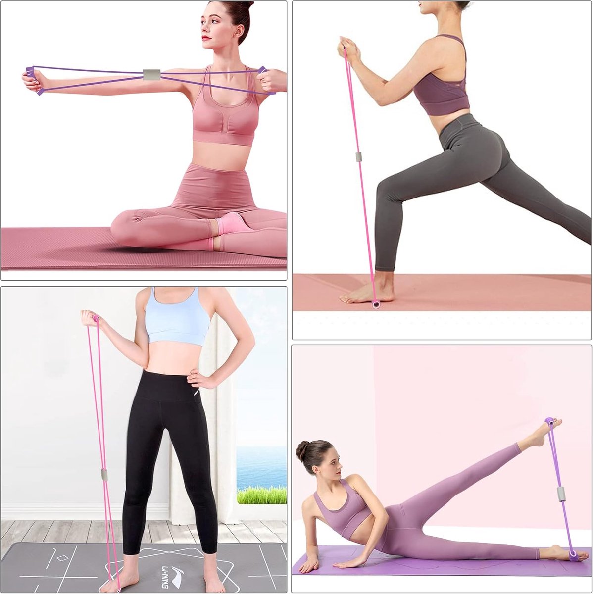 Fitness Elastic Bands - 2 Pieces - Figure 8 Resistance Bands - Resistance Power Band Tube - Fitness Bands - Yoga Resistance Band - Stretch Fitness Band - Resistance Cable - Pull Rope - Chest