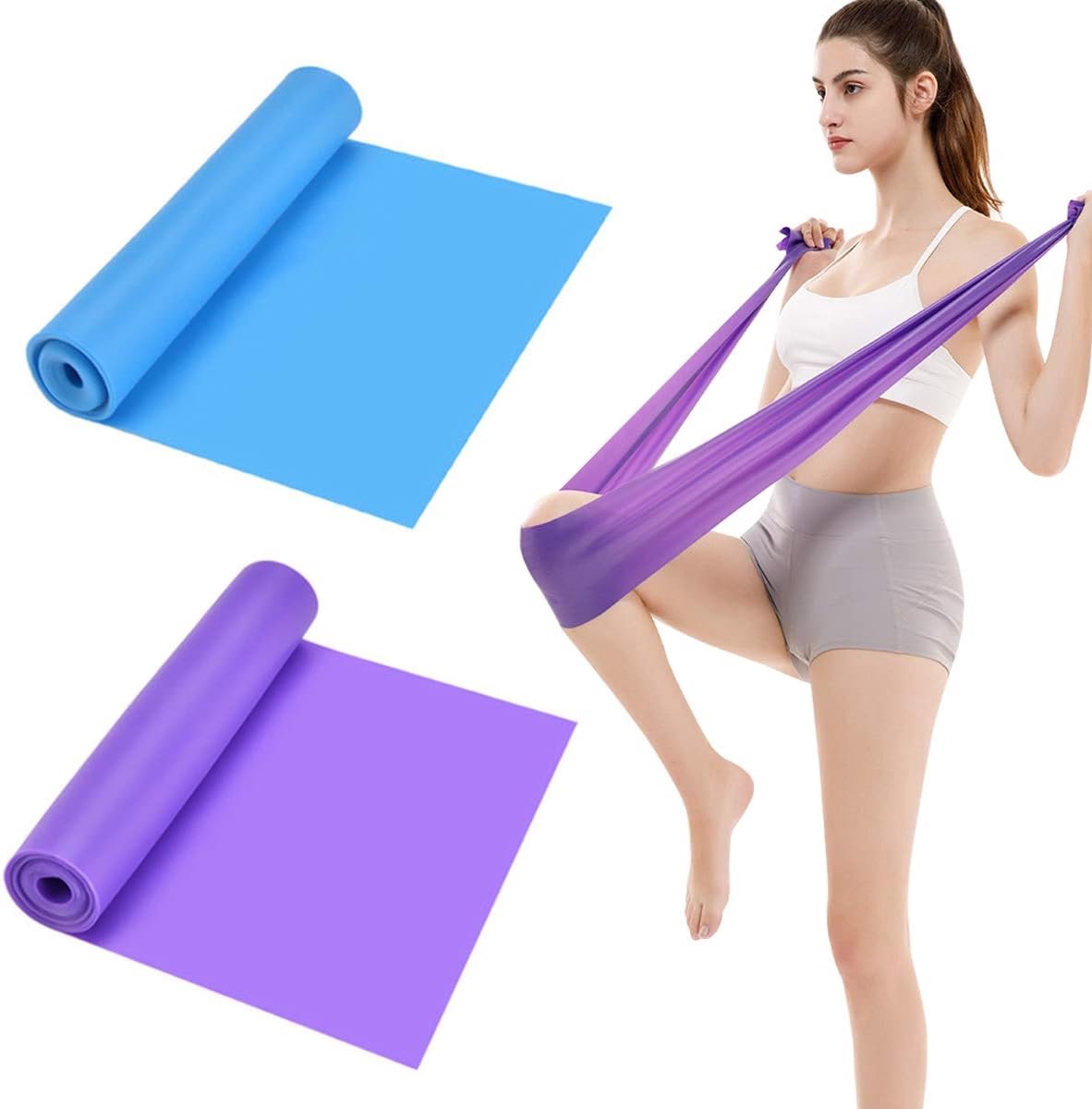 2 pieces - Exercise bands - 1.5 m - Resistance band - Resistance bands - Silicone exercise bands - yoga band - pilates band - sports band - Fitness elastic bands - Fitness equipment - For yoga