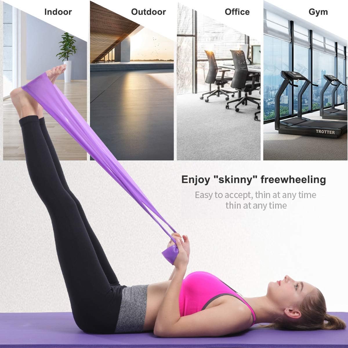 3 pieces - Exercise bands - 1.5 m - Resistance band - Resistance bands - Silicone exercise bands - yoga band - pilates band - sports band - Fitness elastic bands - Fitness equipment - For yoga