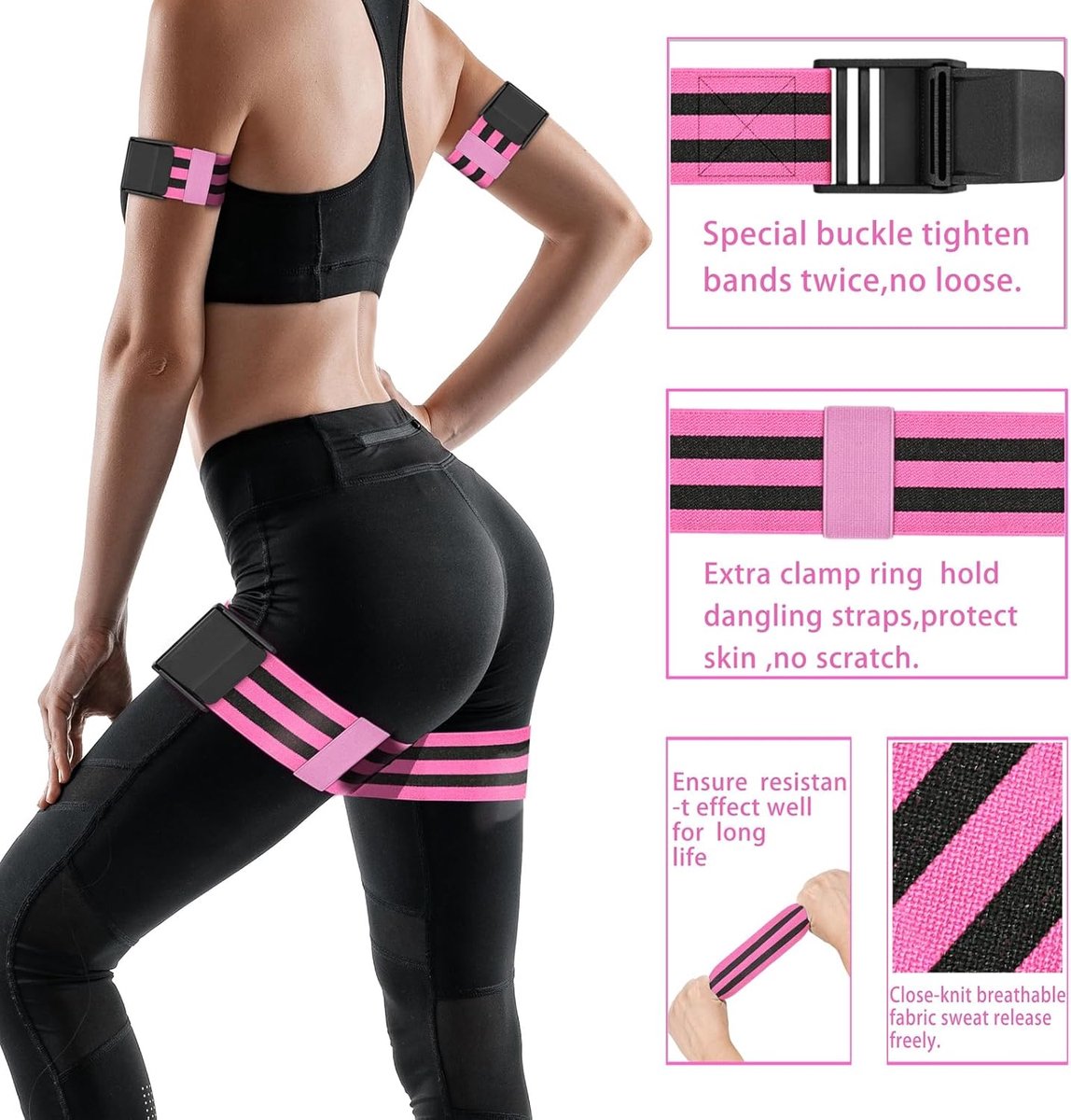 Resistance Bands - Resistance band - Booty bands - Fitness Elastic - Fitness Resistance Bands - Booty bands for training - Blood flow restriction bands - Adjustable BFR training bands - for training your glutes