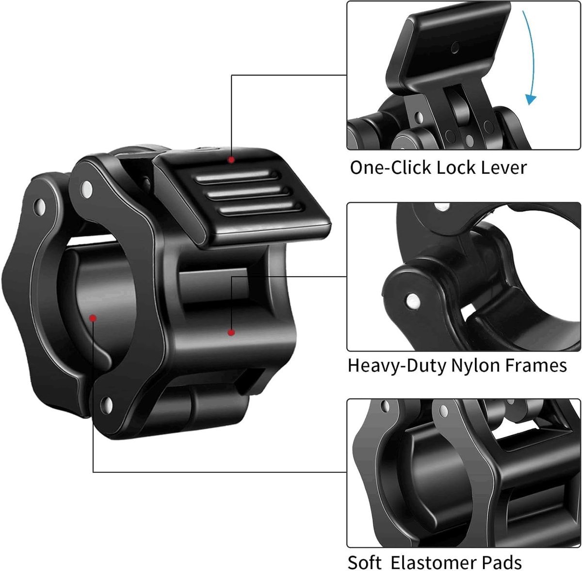 Barbell Clips - 2 Pieces - Barbell Lock - Ø28 mm - Dumbbell Clips - Barbell Clamp - Barbell Lock - Barbell Lock Jaw - For Bars