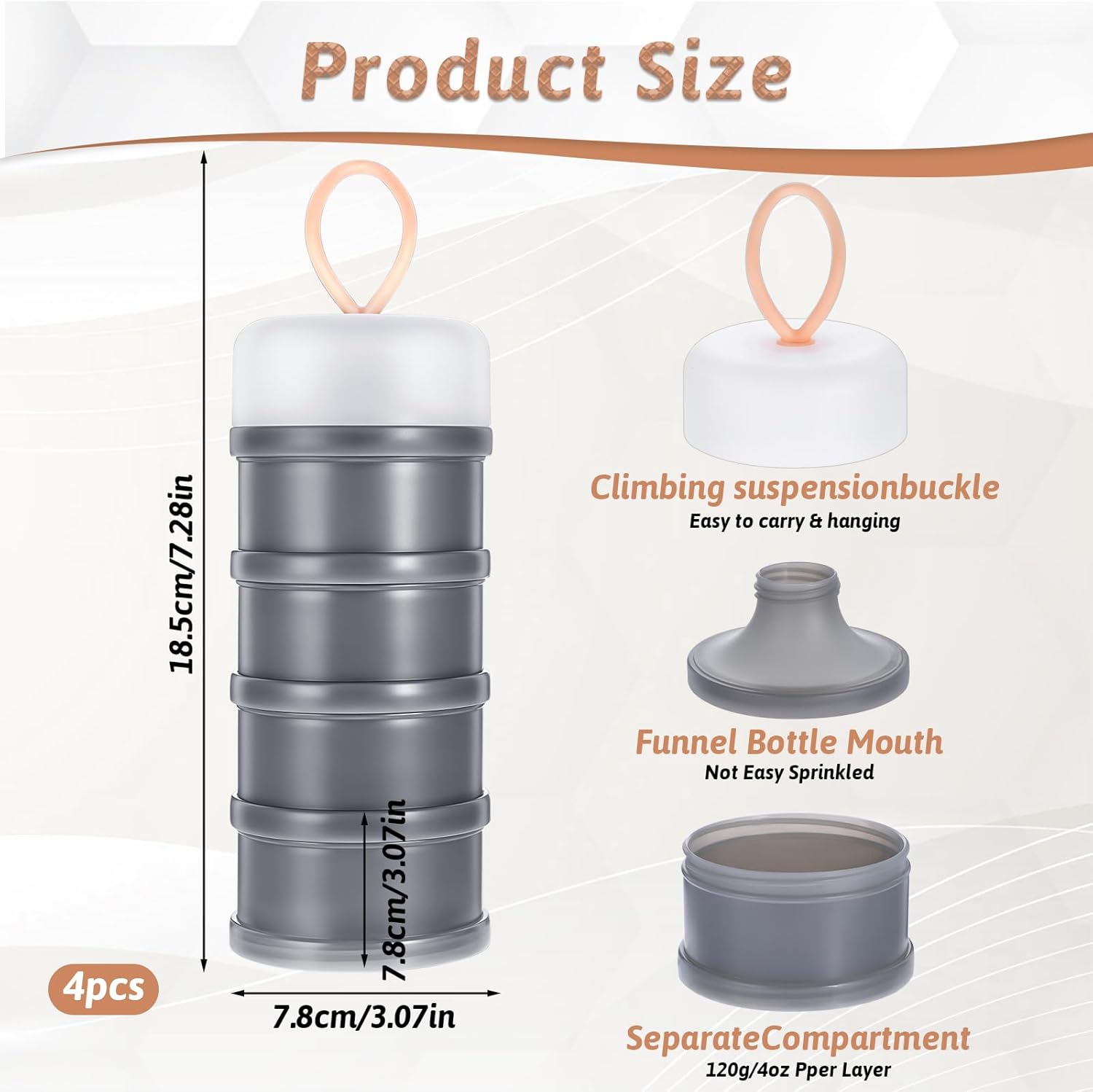 4PCS Protein Powder Container with Funnels Stand
