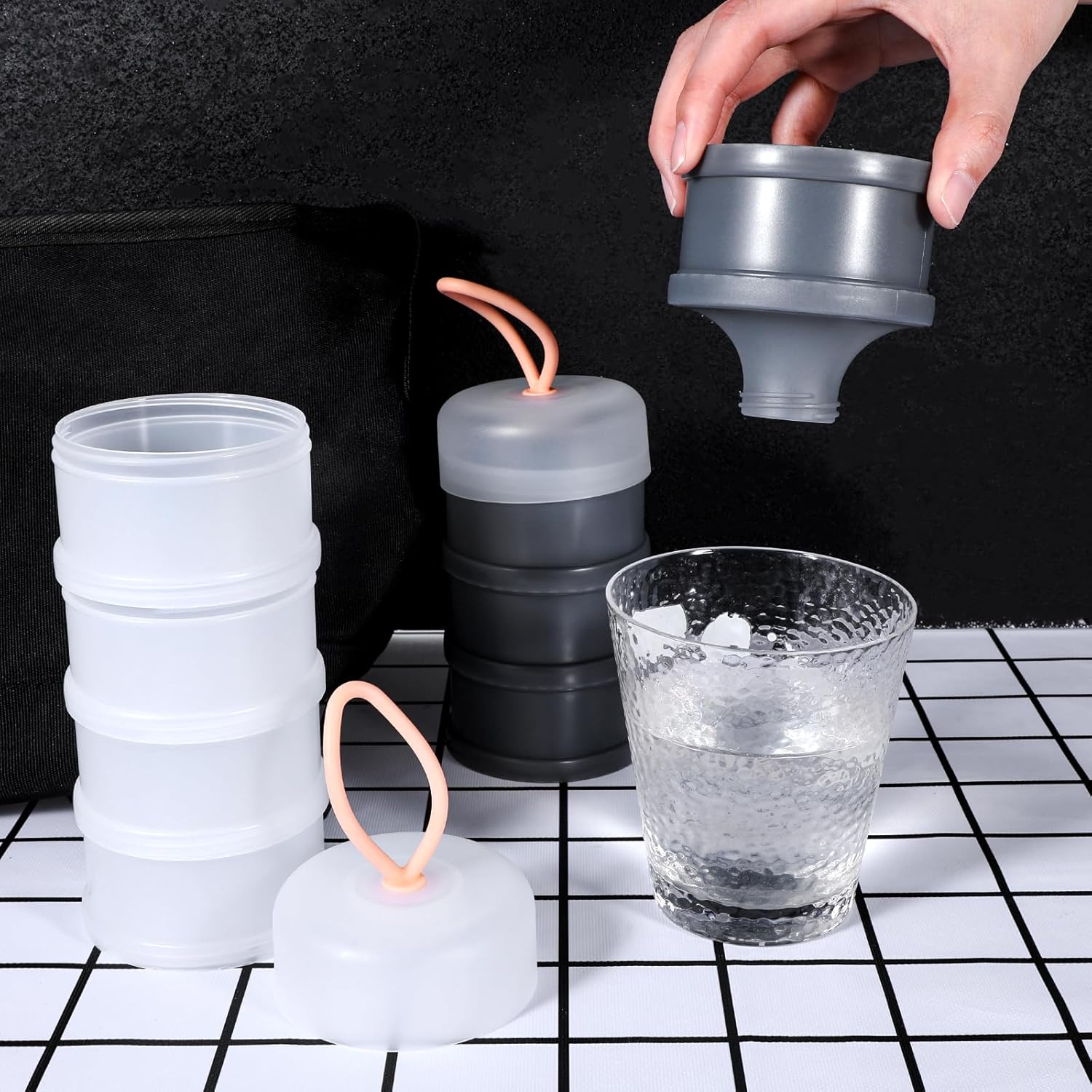 4PCS Protein Powder Container with Funnels Stand