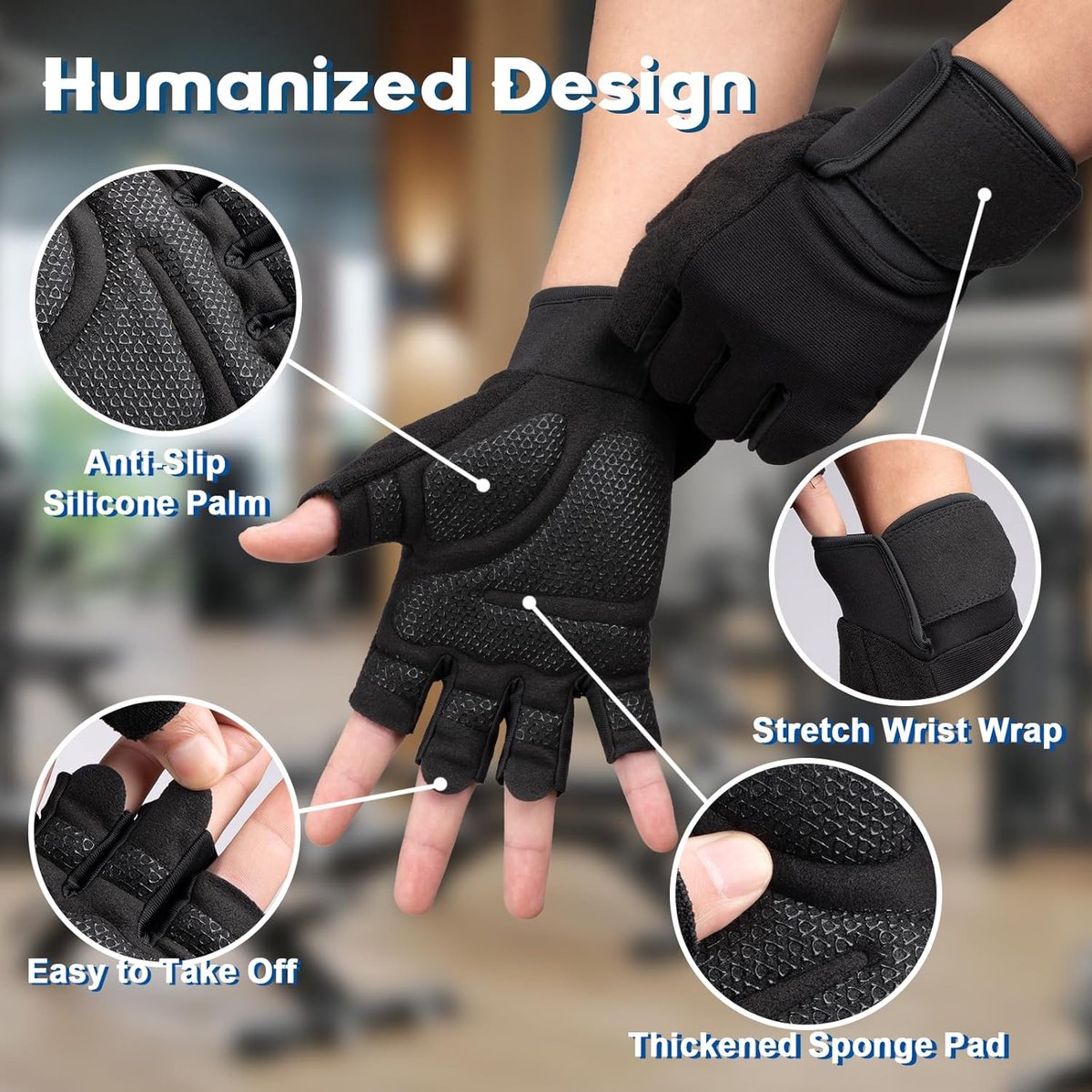 Fitness Gloves - Sports Gloves - Fingerless Gloves - Running Gloves - Unisex - Breathable and comfortable - With wrist support - Suitable for weightlifting