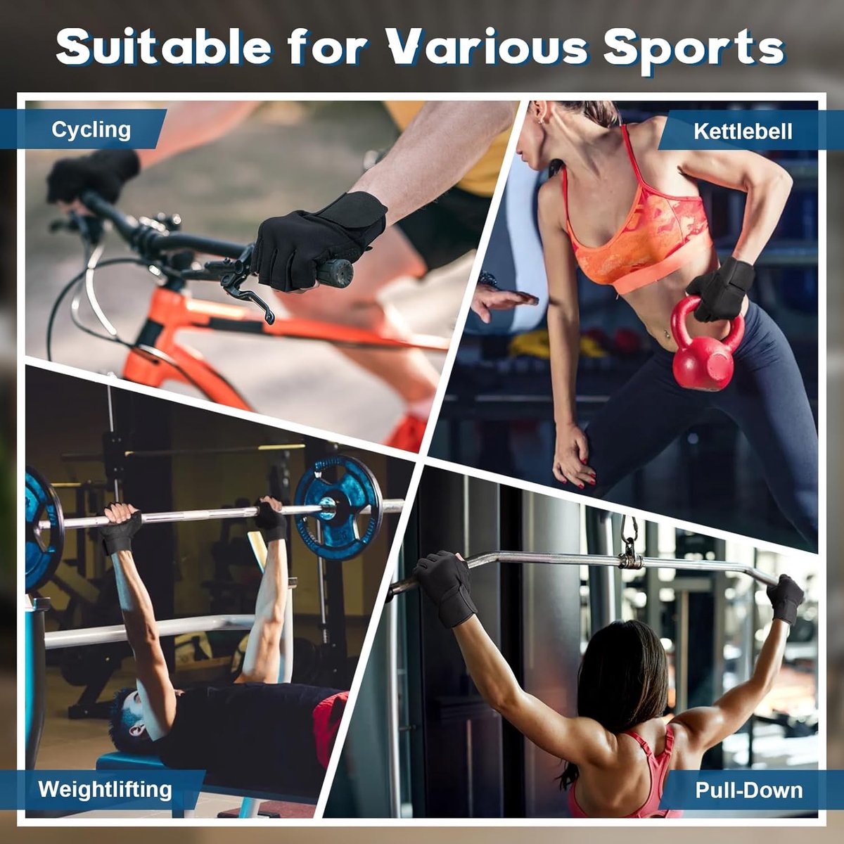 Fitness Gloves - Sports Gloves - Fingerless Gloves - Running Gloves - Unisex - Breathable and comfortable - With wrist support - Suitable for weightlifting