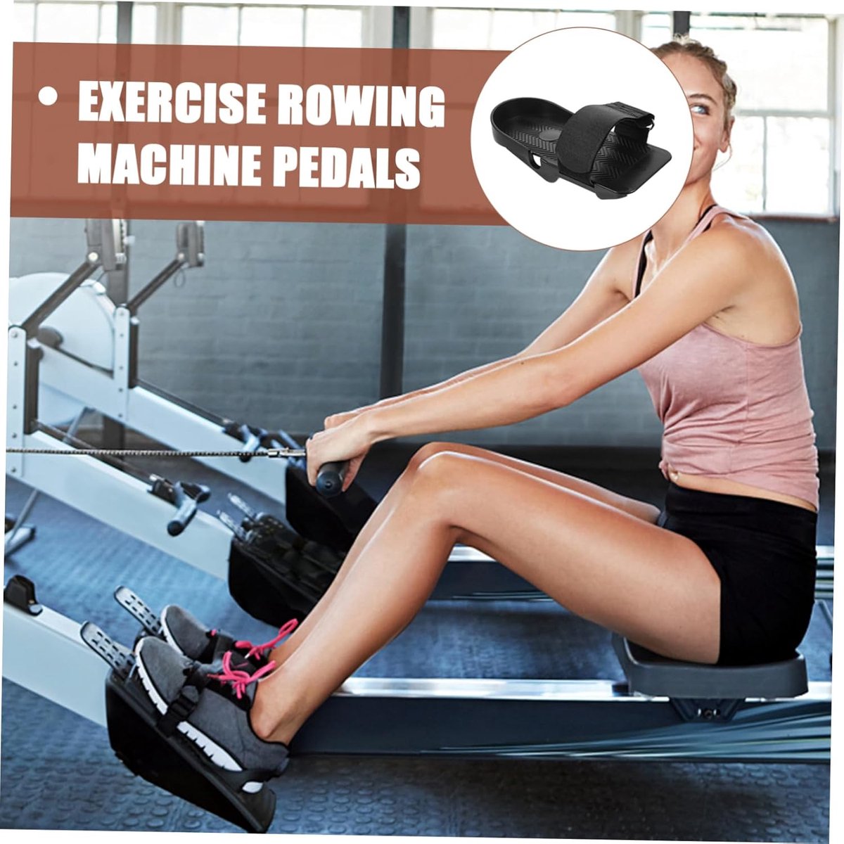 1 Pair Adjustable Flat Pedals - For Rowing Machines