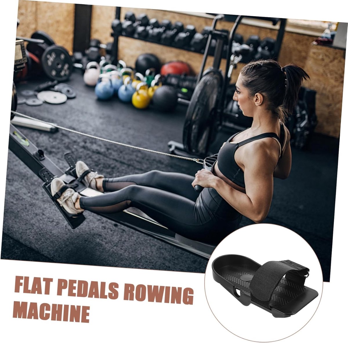 1 Pair Adjustable Flat Pedals - For Rowing Machines