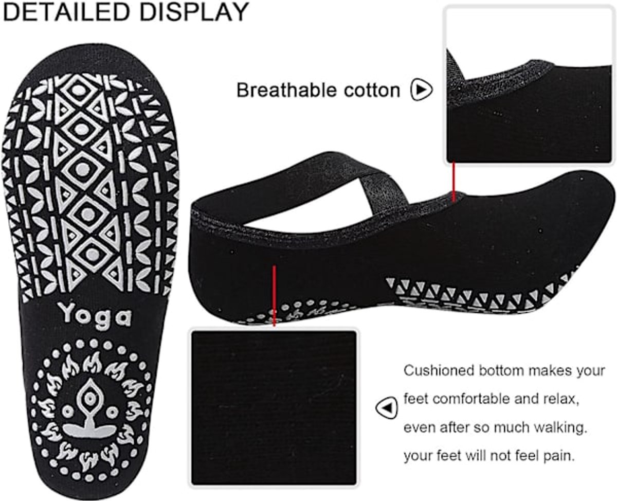 4 pairs of socks - yoga socks - non-slip socks - floor socks - yoga sports socks - one size fits all - suitable for ballet