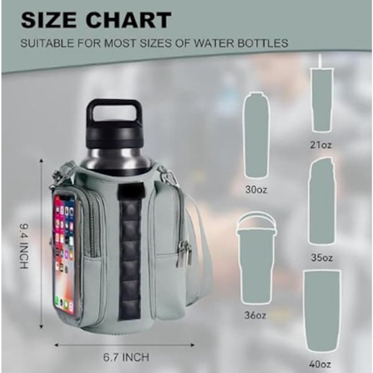 Magnetic Sports Bag with Adjustable Shoulder Strap - Includes Water Bottle Holder and Pocket - for Sports