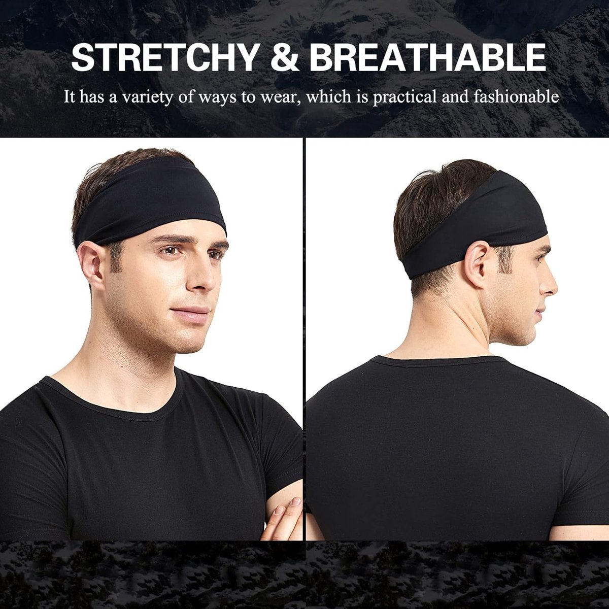5-Pack Running Headbands for Men - Sports Headbands for Men