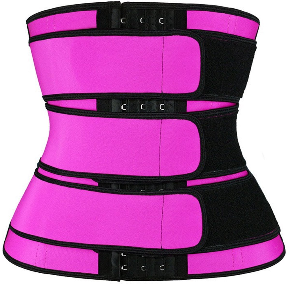Women Sweat Reducer Training Belt - Sweatband - Waist Trainer - Slimming Belly Band - 3-Row Closure & Breathable Material - Extended Sizes (S to 6XL) - Red