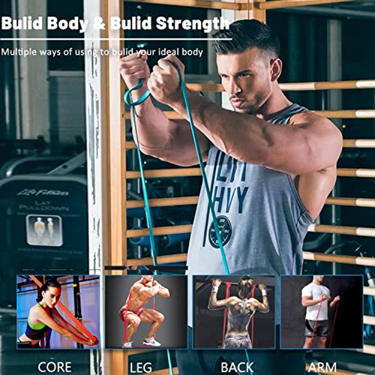 Resistance Bands - Pull-up Bands - Training Bands - Fitness Bands - Set of 5 Bands - 5 Different Resistances - Set for Training
