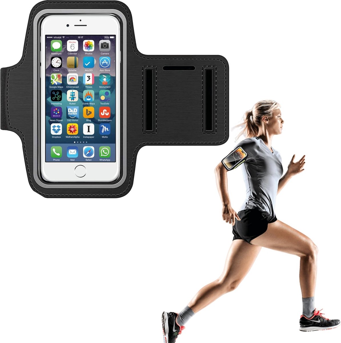 Phone Holder for Running - Running Armband - Suitable for phones up to 6.5 inches - Lightweight and universal phone holder for running