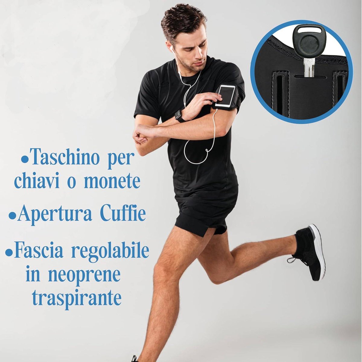 Phone Holder for Running - Running Armband - Suitable for phones up to 6.5 inches - Lightweight and universal phone holder for running