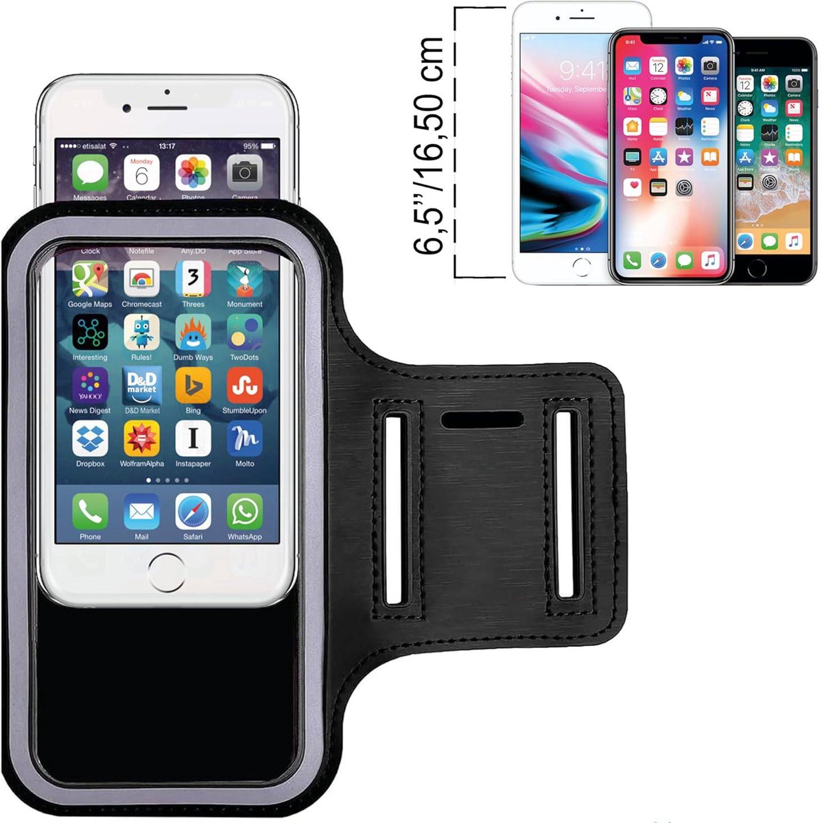 Phone Holder for Running - Running Armband - Suitable for phones up to 6.5 inches - Lightweight and universal phone holder for running