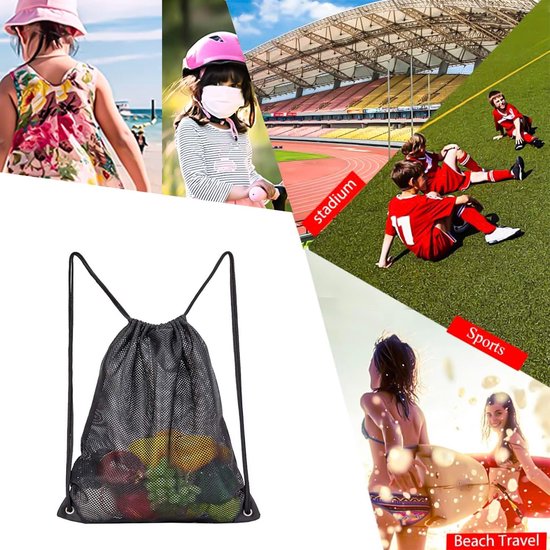 Black Sports Bag - 40*45cm - Mesh - Drawstring - Suitable for fitness