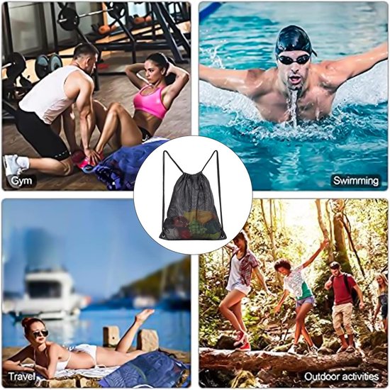 Black Sports Bag - 40*45cm - Mesh - Drawstring - Suitable for fitness