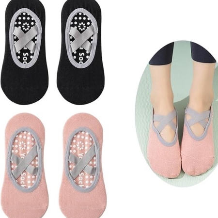 Yoga socks (2 pairs) - Non-slip socks - Women's non-slip yoga socks - Sizes 35-41 - Women's Pilates socks Yoga socks (2 pairs) - Non-slip socks - Women's non-slip yoga socks - Sizes 35-41 - Women's Pilates socks