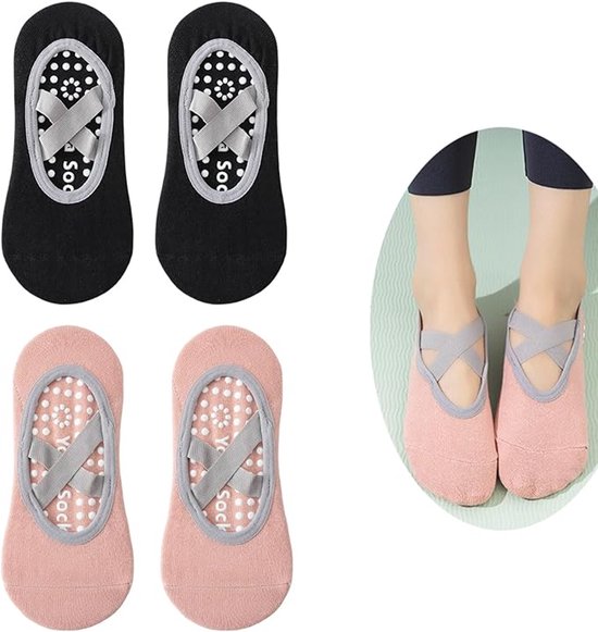Yoga socks (2 pairs) - Non-slip socks - Women's non-slip yoga socks - Sizes 35-41 - Women's Pilates socks