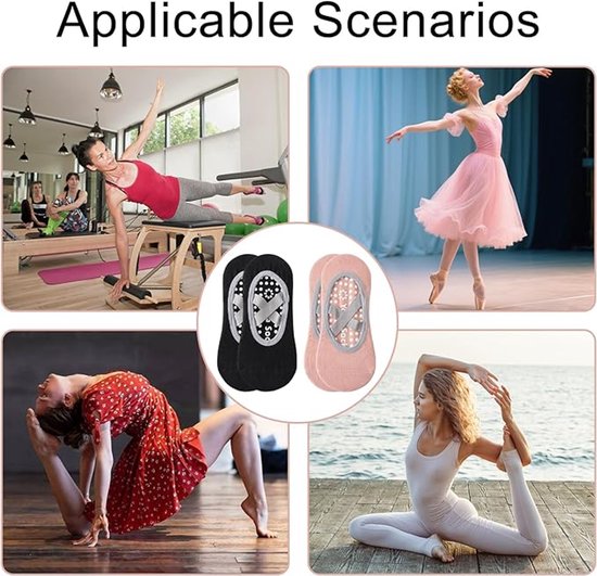 Yoga socks (2 pairs) - Non-slip socks - Women's non-slip yoga socks - Sizes 35-41 - Women's Pilates socks