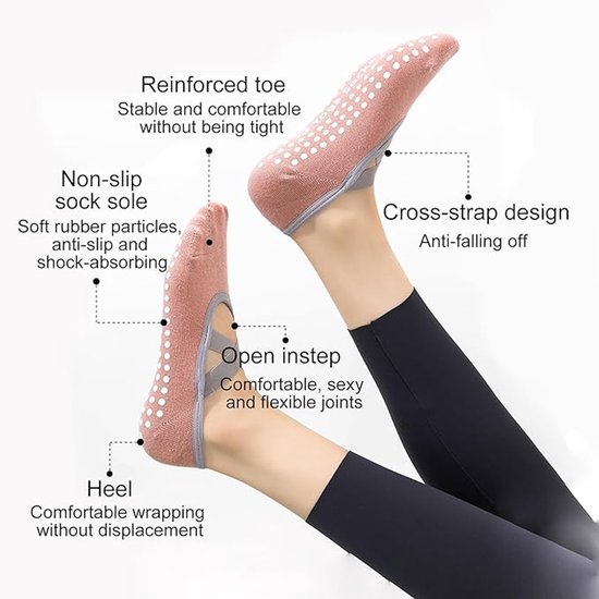 Yoga socks (2 pairs) - Non-slip socks - Women's non-slip yoga socks - Sizes 35-41 - Women's Pilates socks