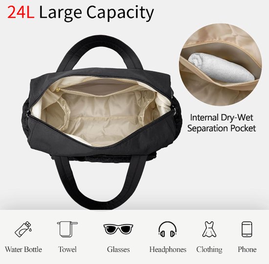 Sports Bag - Waterproof Travel Bag - 24 Liter Carry Bag - Zippered - Lightweight and Durable - Suitable for Gym
