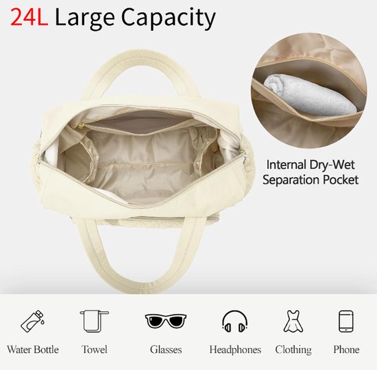 Sports Bag - Waterproof Travel Bag - 24 Liter Carry Bag - Zippered - Lightweight and Durable - Suitable for Gym